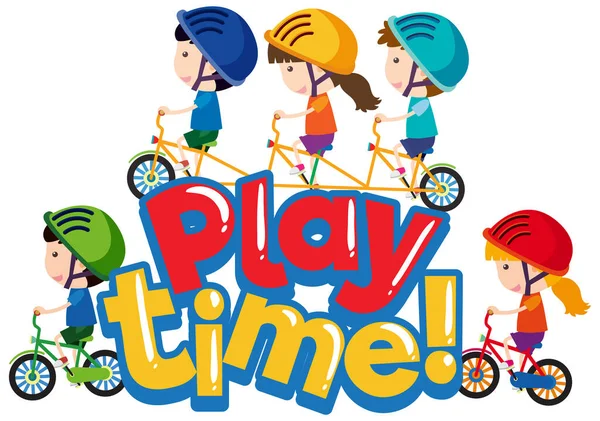 Font Design Word Play Time Happy Kids Playing Illustration — Stock Vector