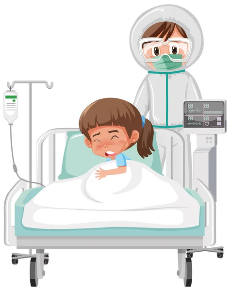 Covid Patient Sjukhus Illustration — Stock vektor