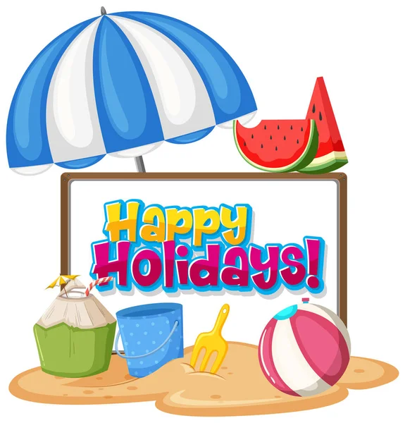 Wzór Czcionki Dla Word Happy Holidays Beach Items Illustration — Wektor stockowy