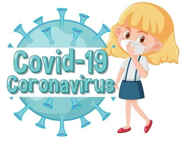 Coronavirus poster tasarımı kız ve virüs hücre çizimi