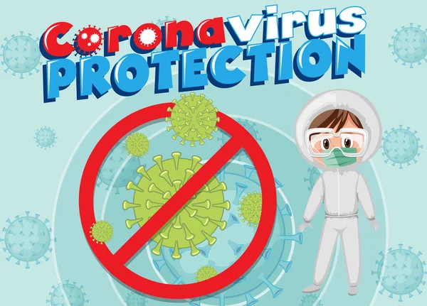 Ilustrasi Perlindungan Virus Corona - Stok Vektor