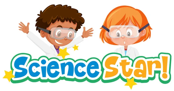 Designul Fontului Pentru Steaua Științifică Doi Studenți Care Poartă Ilustrație — Vector de stoc