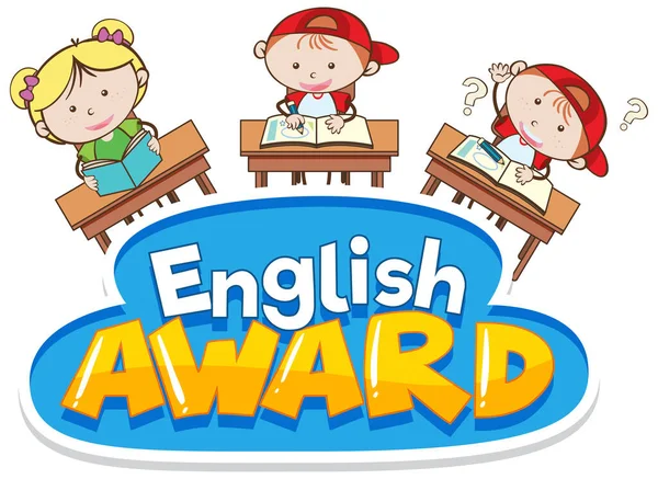 Font Design Word English Award Kids Classroom Illustration — Stock Vector