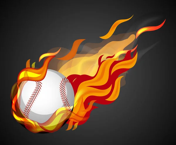 Strzelanie Baseball Płomieniem Czarnym Tle Ilustracji — Wektor stockowy