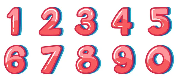 Teckensnitt Design För Nummer Ett Till Noll Vit Bakgrund Illustration — Stock vektor