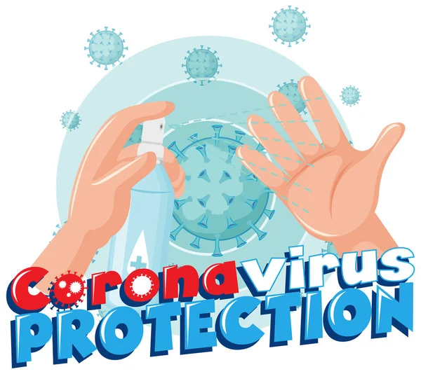 Coronavirus Skydd Genom Rengöring Hand Illustration — Stock vektor