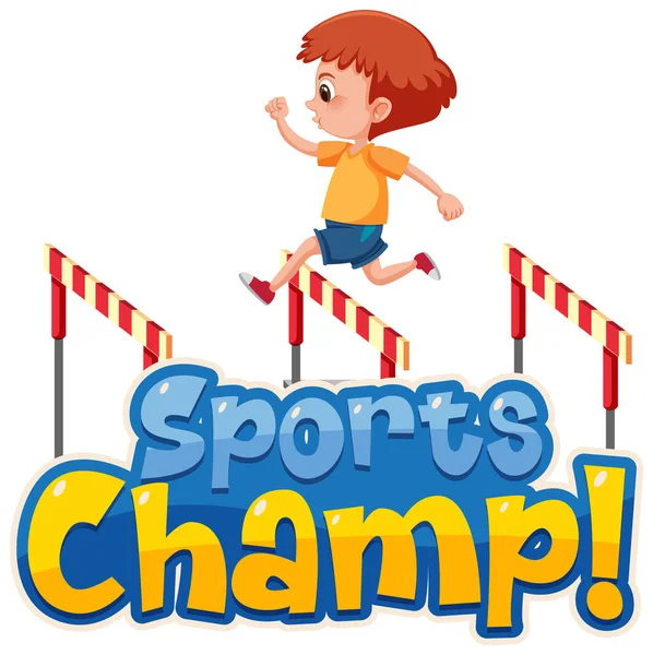 Font Design Template Word Sports Champ Boy Jumping Illustration — Stock Vector