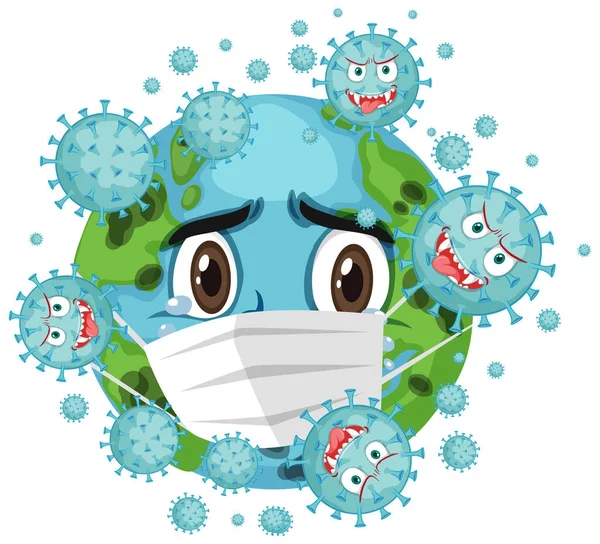 Ilustración Pandémica Mundial Del Virus Corona — Vector de stock