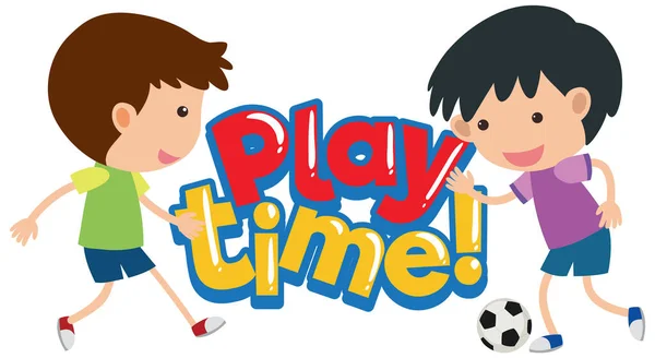 Návrh Písma Pro Word Play Time Happy Kids Playing Illustration — Stockový vektor