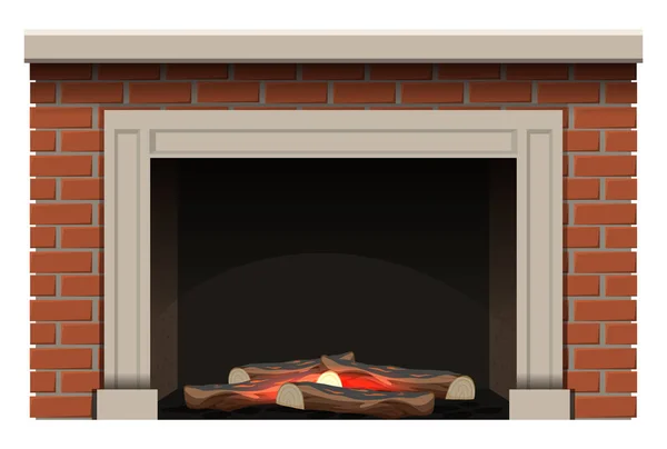 Fireplace Firewoods Little Flame Illustration — Stock Vector