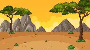 Park illüstrasyonunda birçok ağacın olduğu arkaplan sahnesi