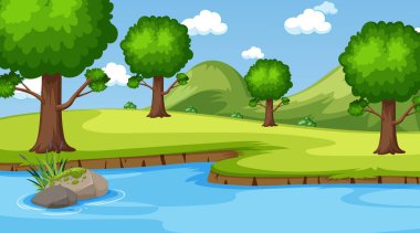 Park illüstrasyonunda birçok ağacın olduğu arkaplan sahnesi