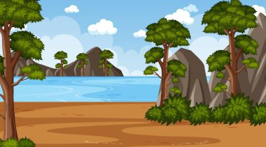 Park illüstrasyonunda birçok ağacın olduğu arkaplan sahnesi