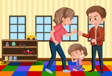 Anne babaların evdeki resimlerde ailelerine zorbalık ettiği sahne.