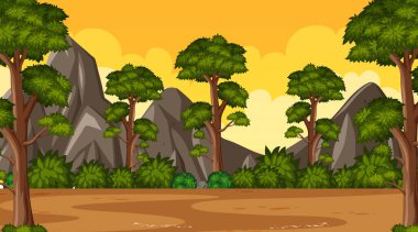 Park illüstrasyonunda birçok ağacın olduğu arkaplan sahnesi
