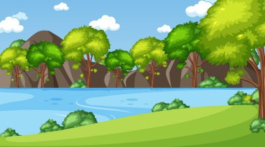 Park illüstrasyonunda birçok ağacın olduğu arkaplan sahnesi