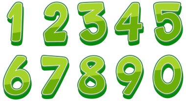 Beyaz arkaplan illüstrasyonunda birden sıfıra yazı tipi tasarımı