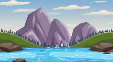 Park illüstrasyonunda birçok ağacın olduğu arkaplan sahnesi