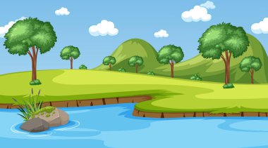 Park illüstrasyonunda birçok ağacın olduğu arkaplan sahnesi