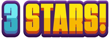 Beyaz arkaplan illüstrasyonunda 3 yıldız için sözcük tasarımı