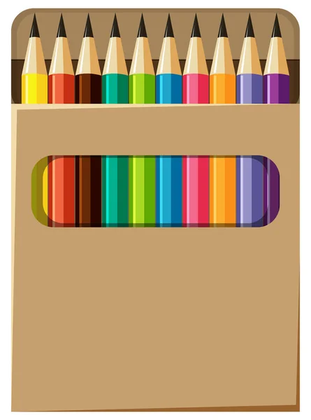 Caja Lápices Con Ilustración Diferentes Colores — Archivo Imágenes Vectoriales