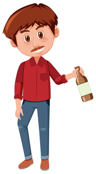 Hombre Bebiendo Alcohol Sobre Fondo Blanco Ilustración — Archivo Imágenes Vectoriales