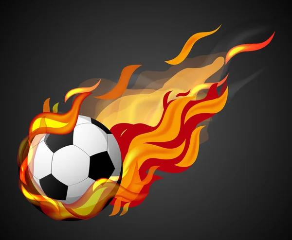 Fußball Schießen Mit Flamme Auf Schwarzem Hintergrund — Stockvektor