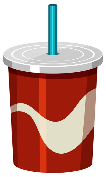 Coupe Rouge Avec Paille Bleue Sur Fond Blanc Illustration — Image vectorielle