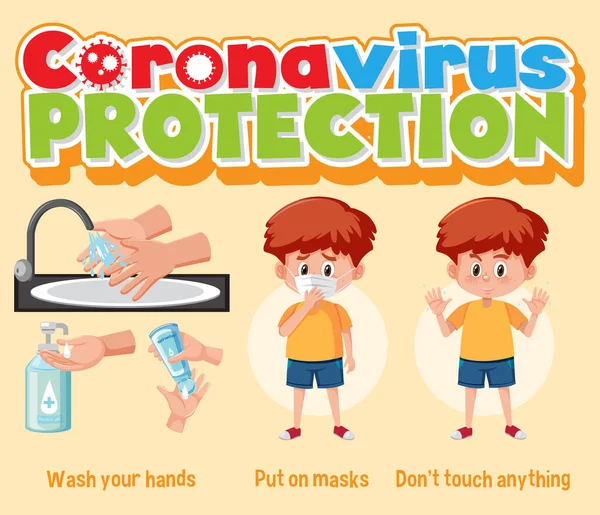 Limpiar Las Manos Proteger Ilustración Virus Corona — Archivo Imágenes Vectoriales