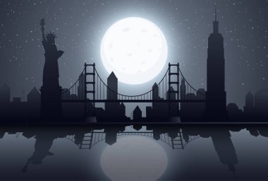 Gece vakti New York 'la siluet sahnesi