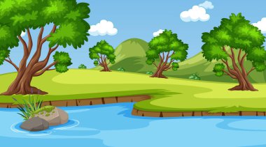 Park illüstrasyonunda birçok ağacın olduğu arkaplan sahnesi