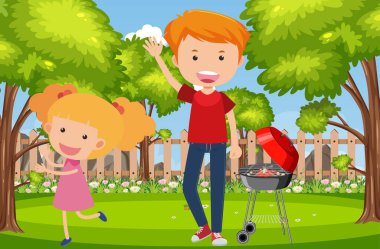 Baba ve kızıyla park resimlerinde arka plan sahnesi