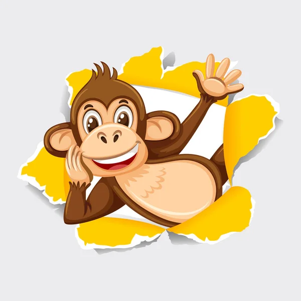 Projeto Modelo Fundo Com Macaco Selvagem Ilustração Papel Cinza — Vetor de Stock