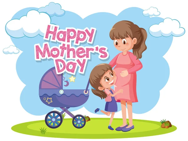 Projekt Szablonu Szczęśliwy Dzień Matki Mamą Dzieci Ilustracja — Wektor stockowy
