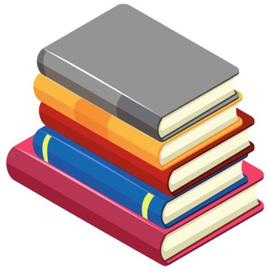 Beyaz arkaplan resimlemesi üzerine kitap yığını
