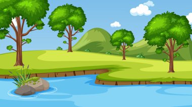 Park illüstrasyonunda birçok ağacın olduğu arkaplan sahnesi