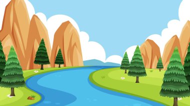 Park illüstrasyonunda birçok ağacın olduğu arkaplan sahnesi