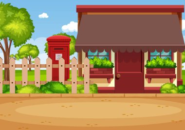 Yol çiziminde küçük bir evin olduğu arka plan sahnesi