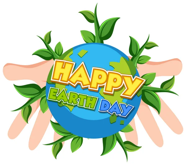 Дизайн Плаката Дня Земли Человеческими Руками Держащими Земную Иллюстрацию — стоковый вектор