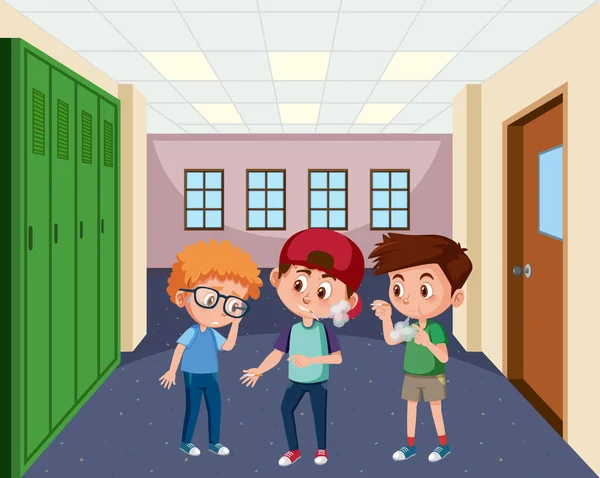 Σκηνή Παιδί Εκφοβισμό Φίλο Τους Στο Σχολείο Εικονογράφηση — Διανυσματικό Αρχείο
