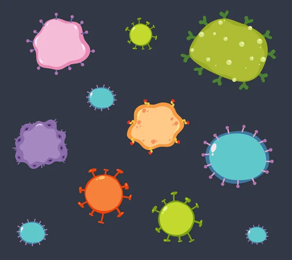 Viele Viruszellen Der Wand Illustration — Stockvektor