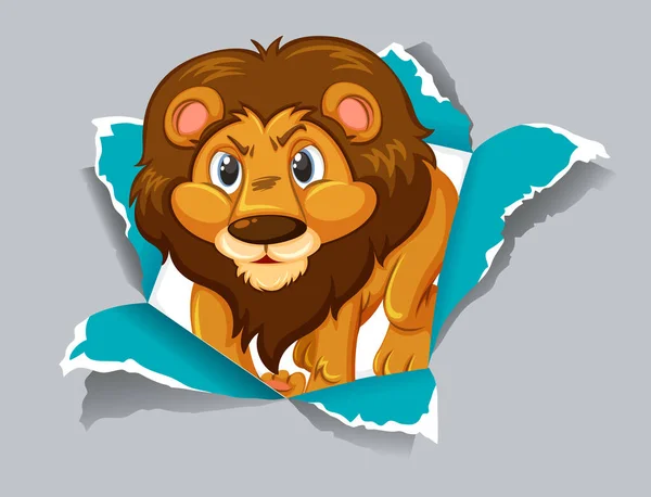 Background Template Design Wild Lion Illustration — Stock Vector