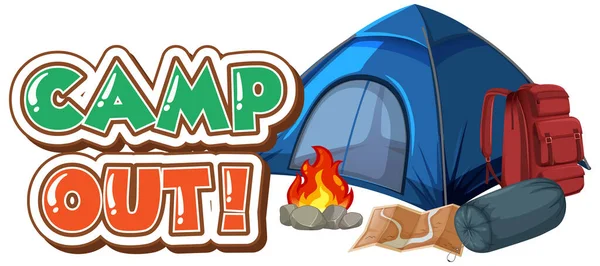 Conception Police Pour Camper Avec Tente Dans Illustration Parc — Image vectorielle