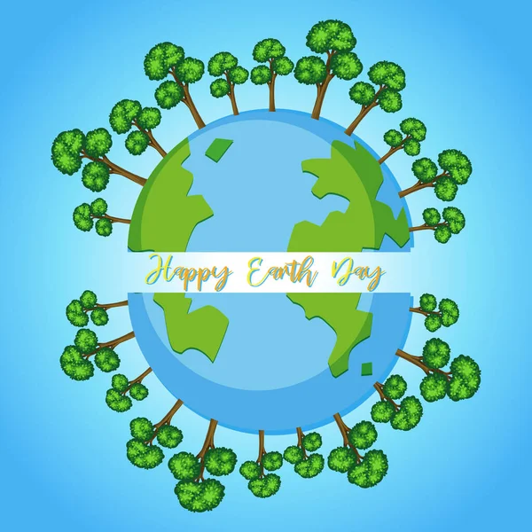 Poster Design Für Happy Earth Day Mit Grünem Wald Auf — Stockvektor