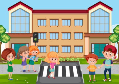 Sokakta arkadaşlarına zorbalık eden bir çocuk sahnesi.