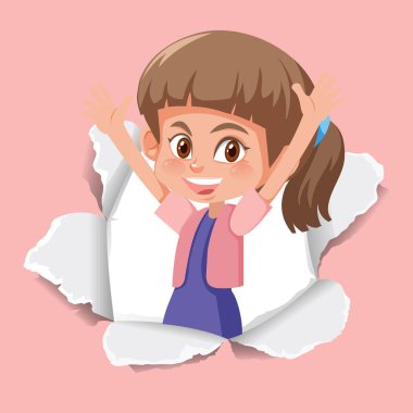 Mutlu kız illüstrasyonlu arka plan şablonu tasarımı