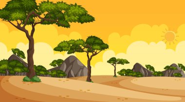 Park illüstrasyonunda birçok ağacın olduğu arkaplan sahnesi