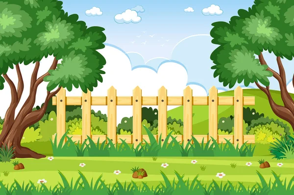 Scena Sfondo Con Alberi Nel Parco Illustrazione — Vettoriale Stock