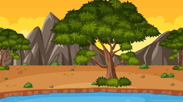 Background Scene Many Trees Park Illustration — Stock Vector