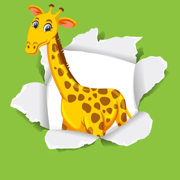 Background Template Design Wild Giraffe Green Paper Illustration — Stock Vector